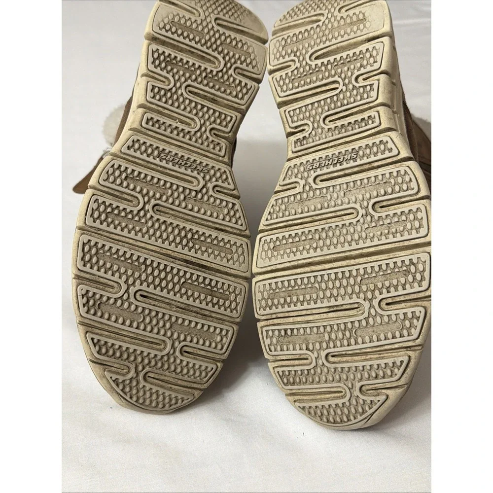Skechers Winter Snow Boots Womens 9 Synergy‎ Collab Brown Zip Faux Fur 44779 Fit